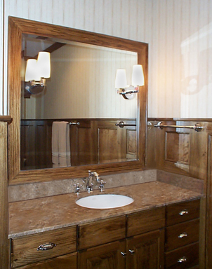Mirror Framed with Thru-the-Glass Sconces
